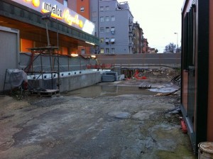 Cantiere metro piazza dei Gerani interno via dei Faggi