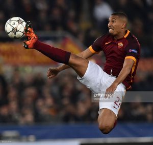 during the UEFA Champions League Round of 16 First Leg match between AS Roma and Real Madrid CF at Stadio Olimpico on February 17, 2016 in Rome, Italy.